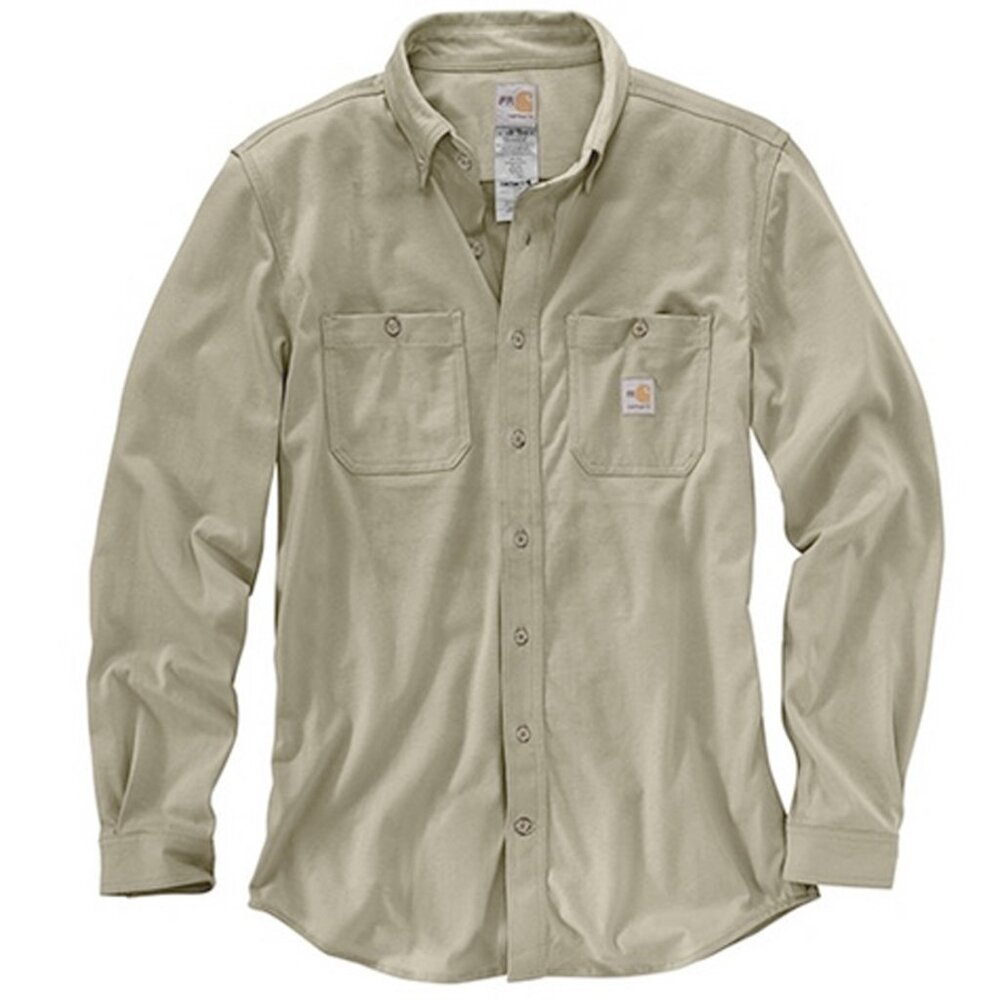 NEW $120 Carhartt FR Flame Resistant Force Cotton Hybrid Shirt! Tan 101698